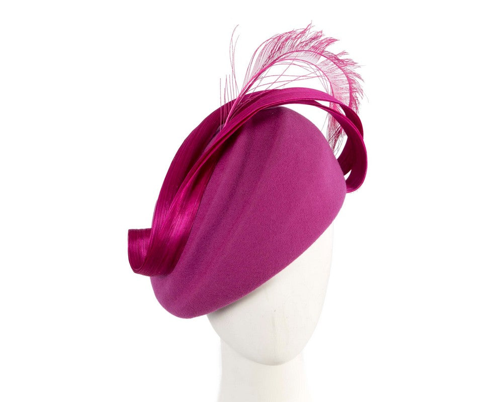 Fuchsia winter felt beret by Fillies Collection-0